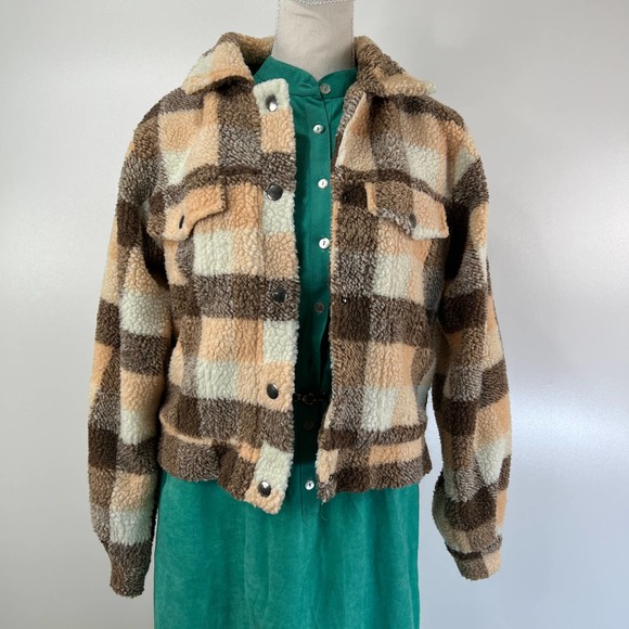 emory park Jackets & Blazers - Emory Park Sherpa Jacket Plaid Teddy Fleece